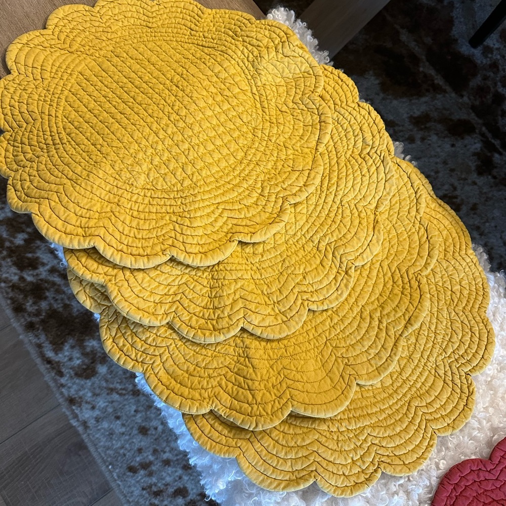 Yellow Quilted Placemats Set